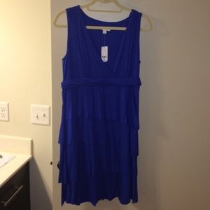 BLUE New York and Company Layer Ruffle Dress, Sz L